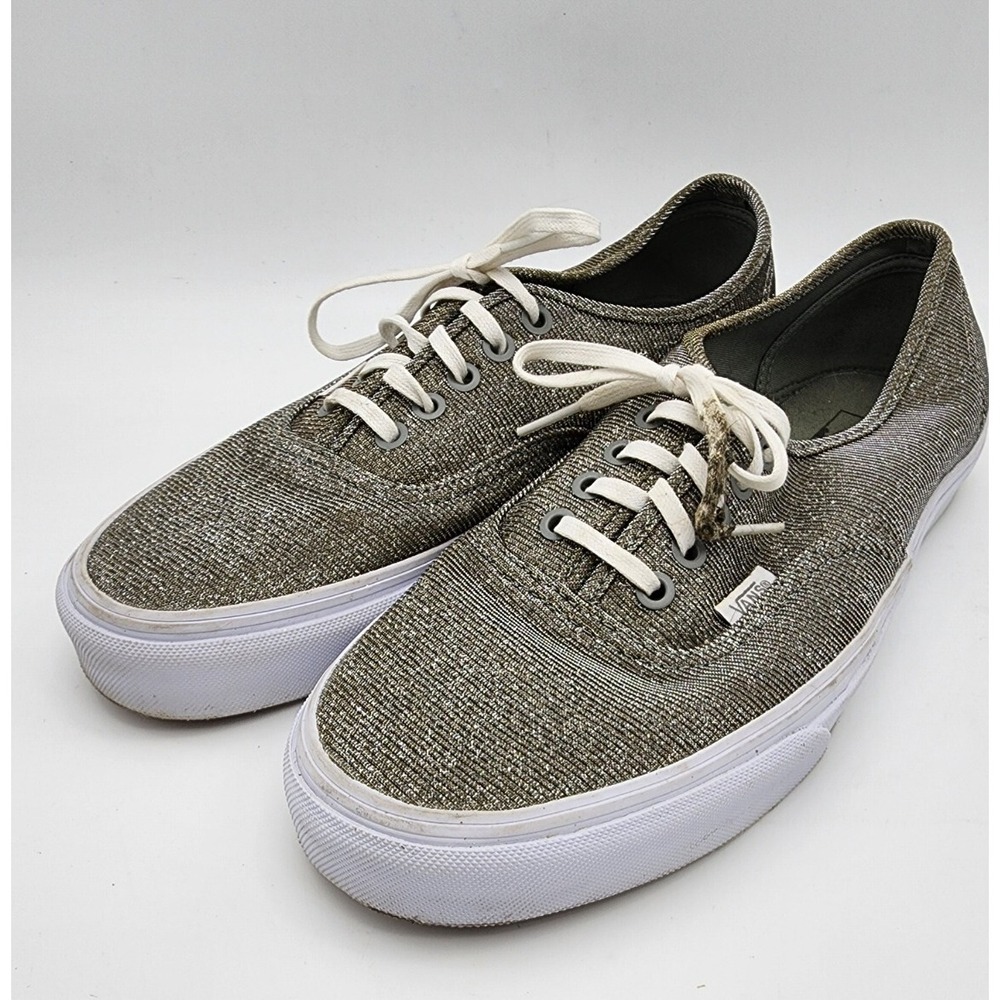Vans 721278 Authentic Glitter Lurex Skate Shoes Silver‎ US Size M 9 W 10.5